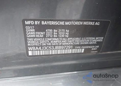 2018 BMW 430I Gran Coupe xDrive из США, поврежденный, VIN WBA4J3C53JBB97291